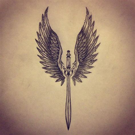 angel and sword tattoo|More.